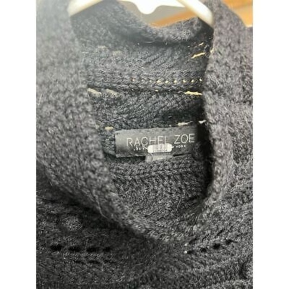Rachel Zoe Women's XS Black Pullover Sweater Mock Neck Fringe Detail - Picture 9 of 16
